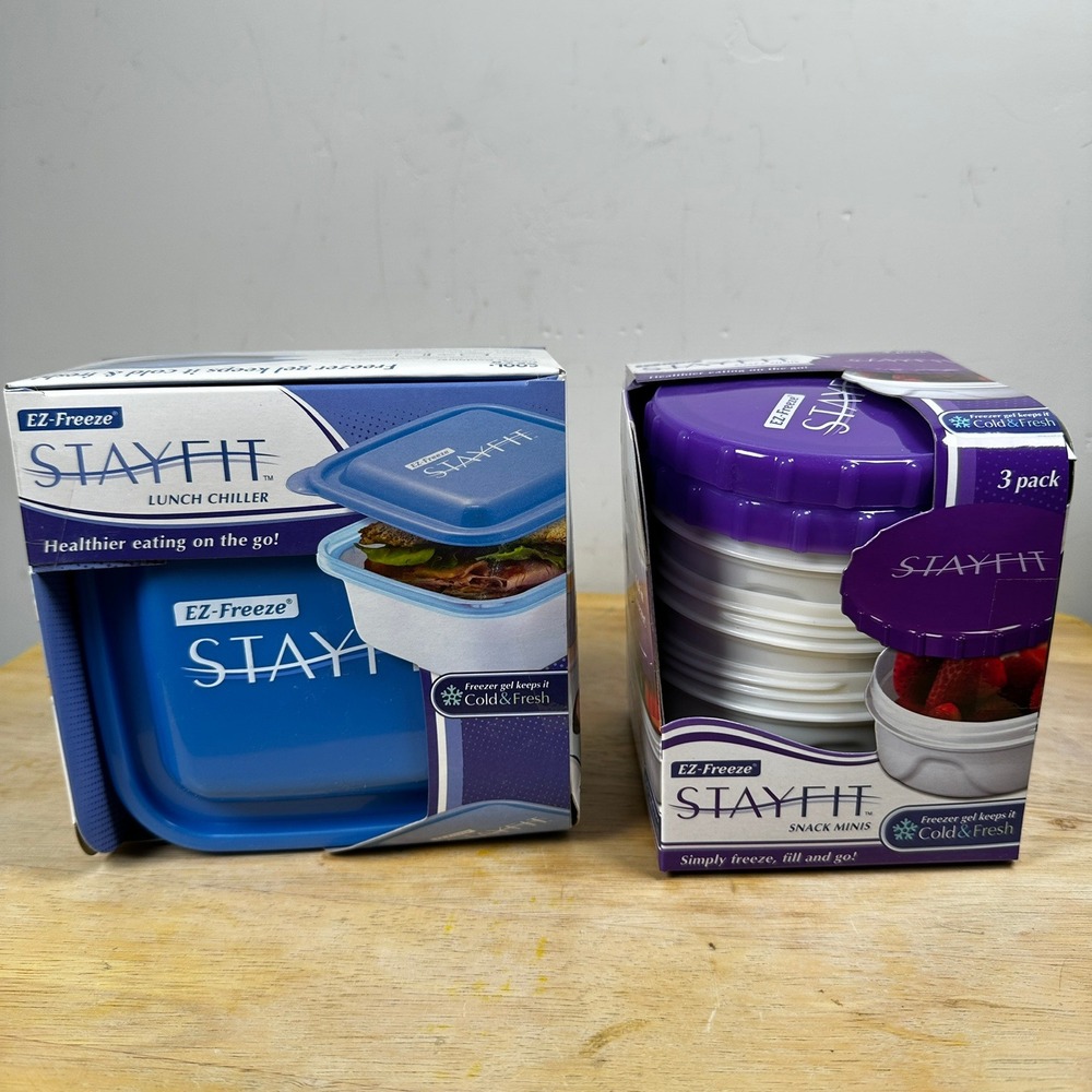 Cool Gear EZ-Freeze Stayfit Food Container Blue Purple Lunch Chiller Snack Minis